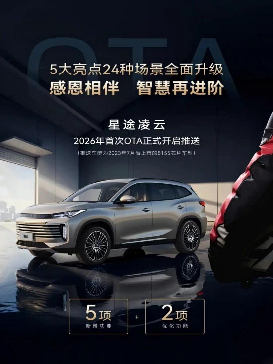 星途凌云2026首次OTA升级 5项新增 2项优化