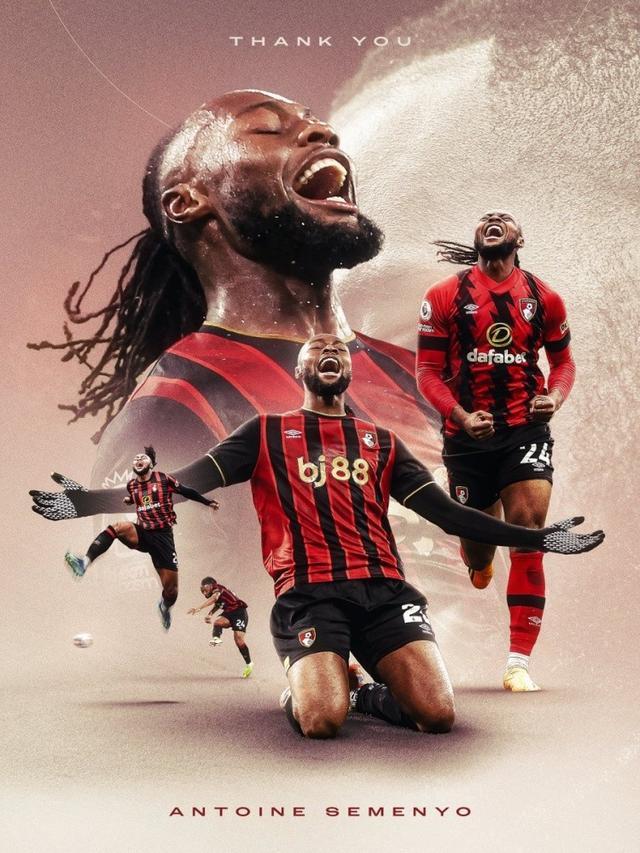 伯恩茅斯晒塞门约告别海报：他以创纪录的转会费加盟曼城