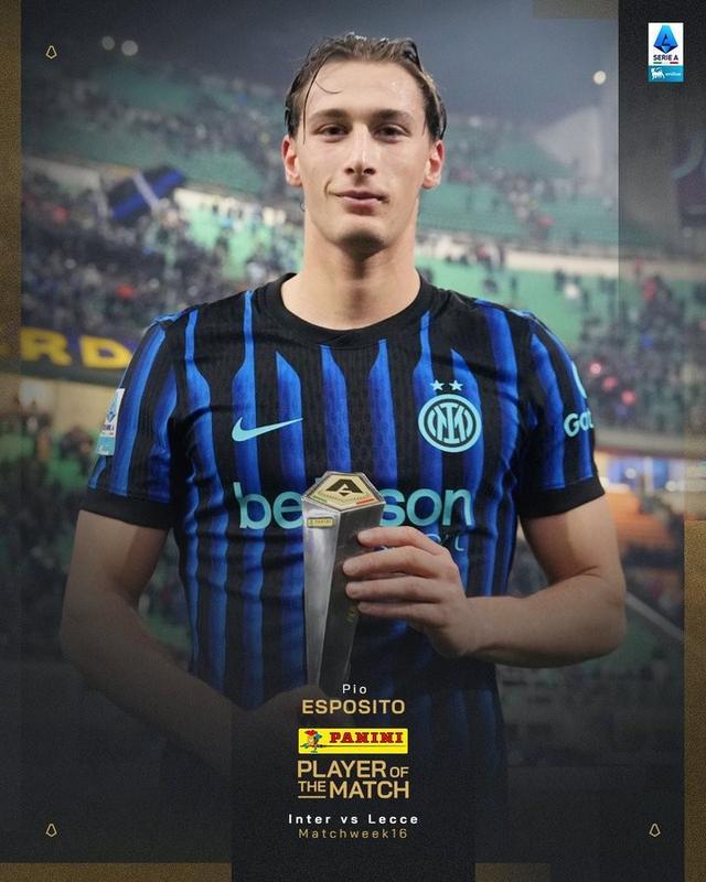 打进唯一进球助国米6分领跑，皮奥当选国米1-0莱切全场最佳